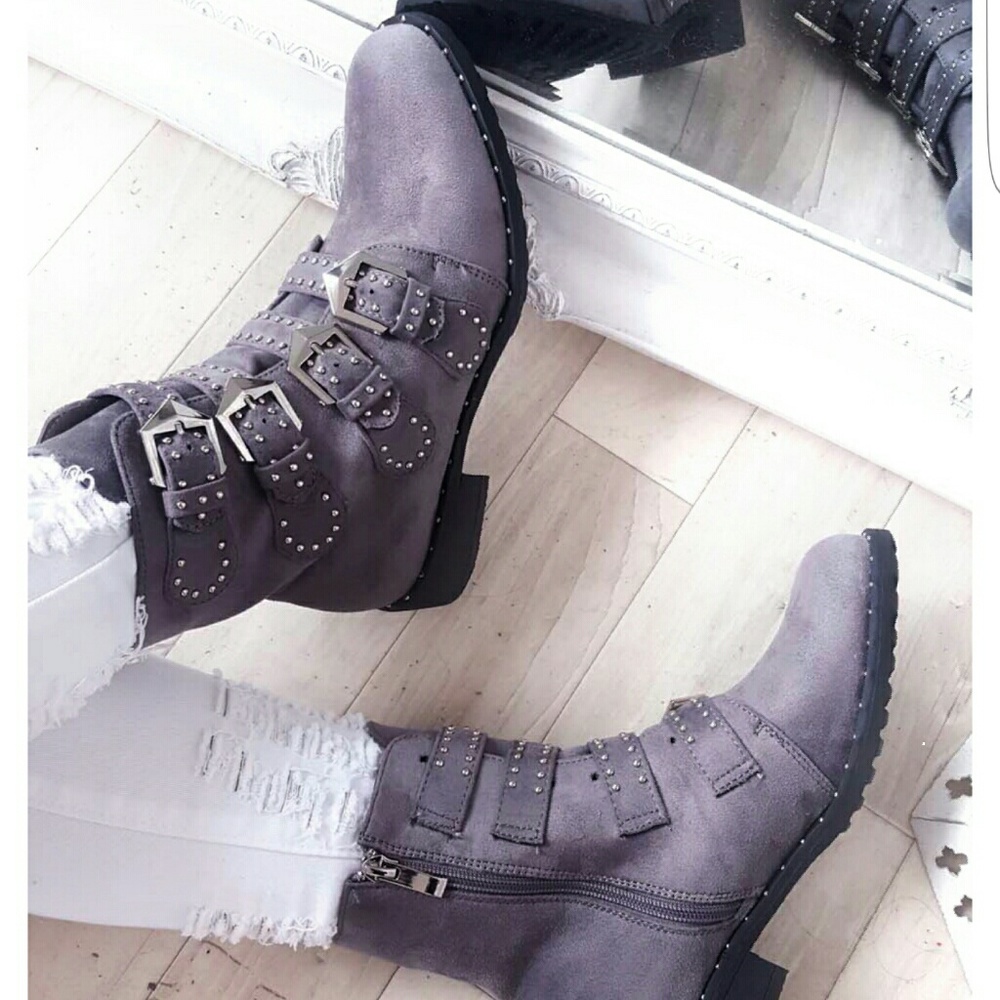 Suede stud booties